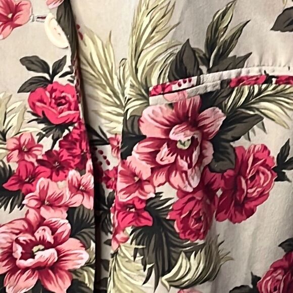 Folio Collection Saks Fifth Avenue Silk Women's Beige Floral Blazer Size 10 - Picture 2 of 11